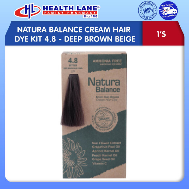 NATURA BALANCE KRIM RAMBUT DYE KIT 4.8 - DEEP BROWN BEIGE PEARL